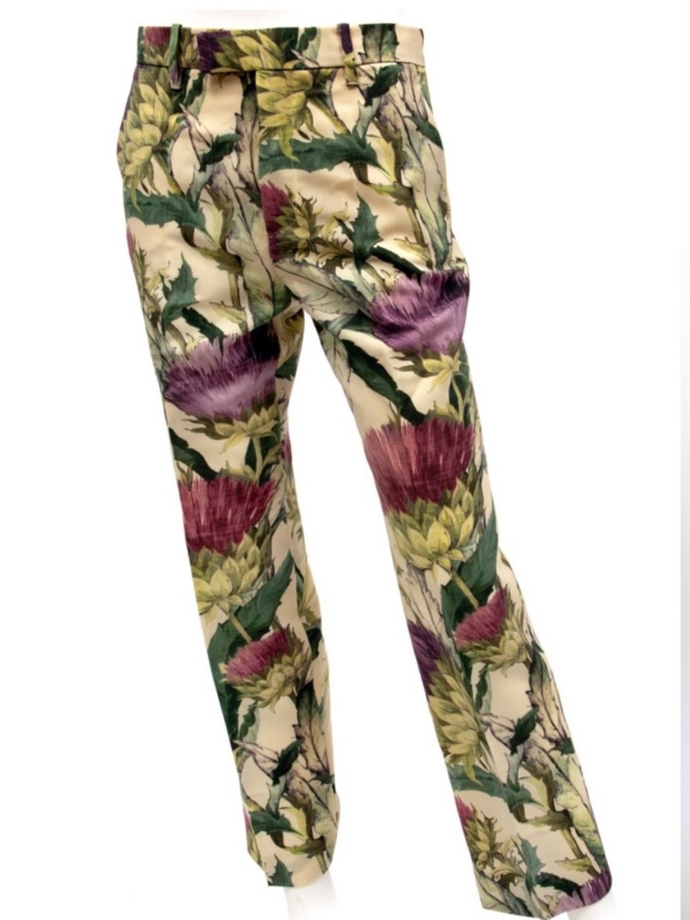 NWOT Gucci Fall 2015 floral twill trousers pant, size EU 36/ US 2